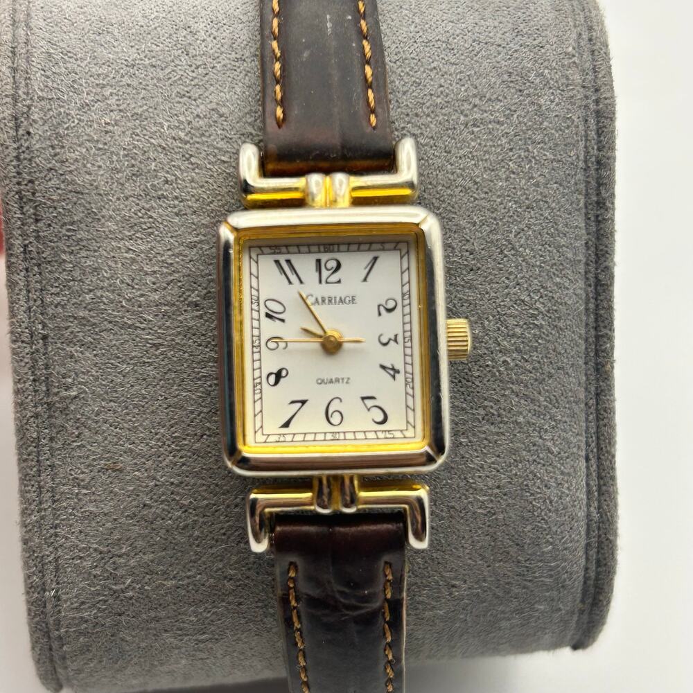 Vintage Carriage by Timex Gold-tone Brown Leather Women’s Quartz Watch Working